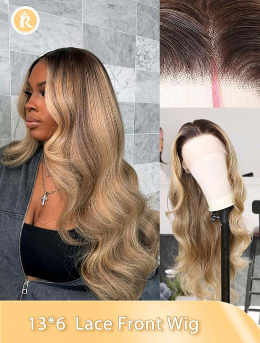 Long Brown Mixed Blonde Loose Wavy Wig