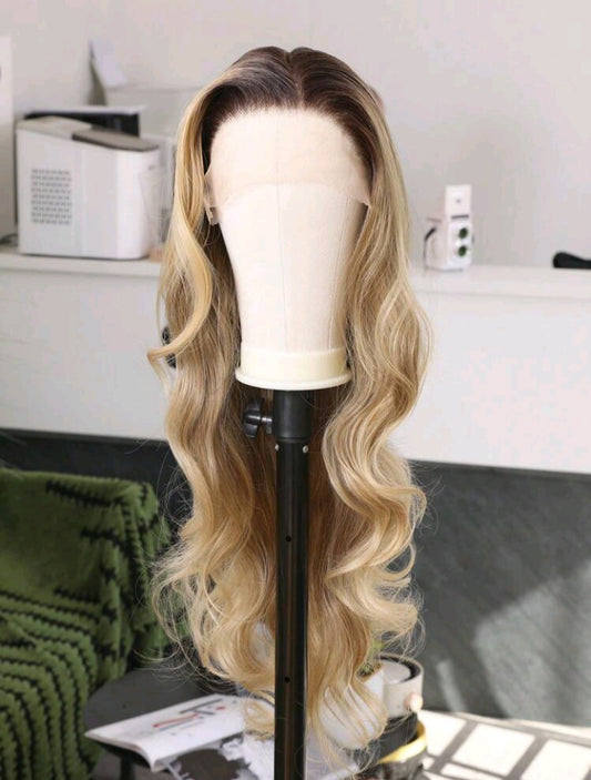 Long Brown Mixed Blonde Loose Wavy Wig