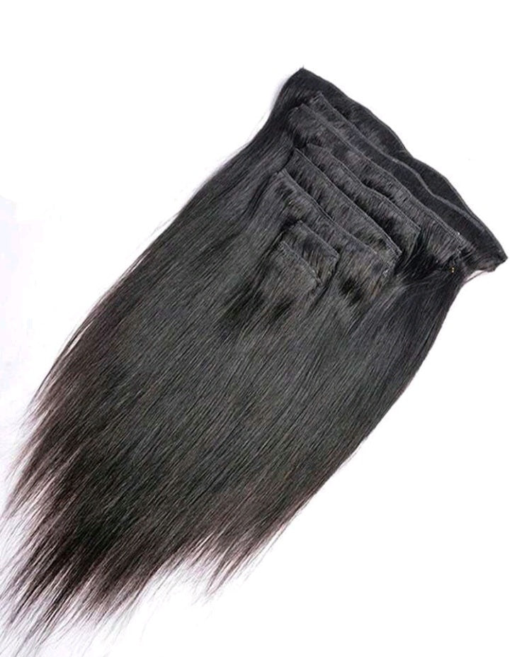 Straight Human Hair Clip In Hair Extensions