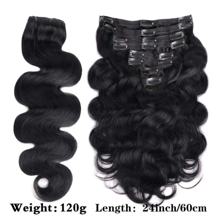 Body Wave Real Human Hair Clip In Hair Extensions