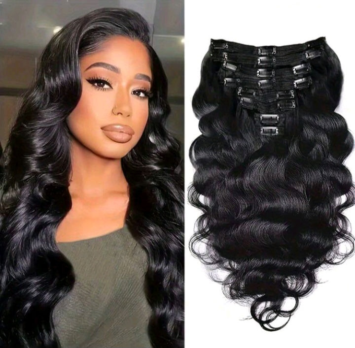 Body Wave Real Human Hair Clip In Hair Extensions