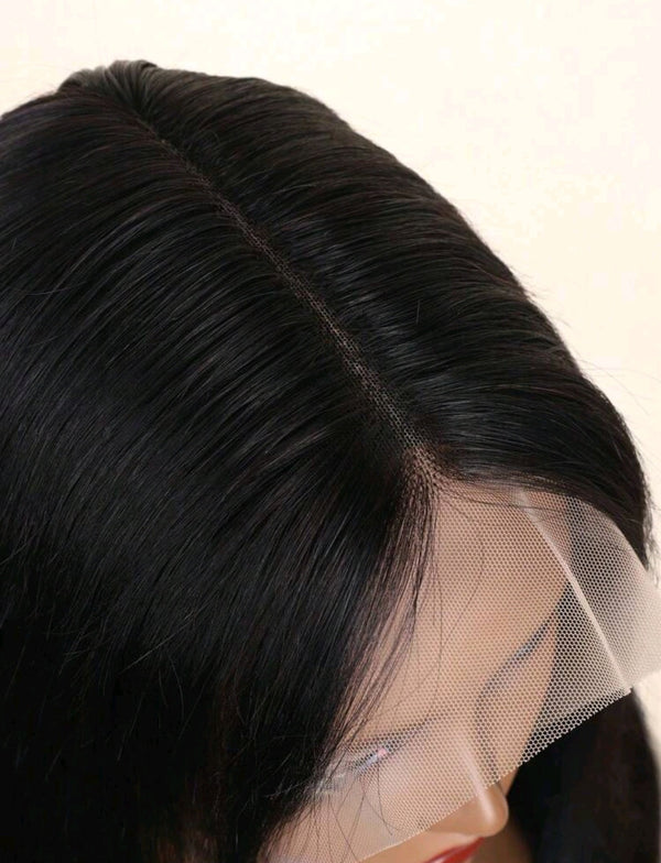 Straight Black Natural Lace Front Wig